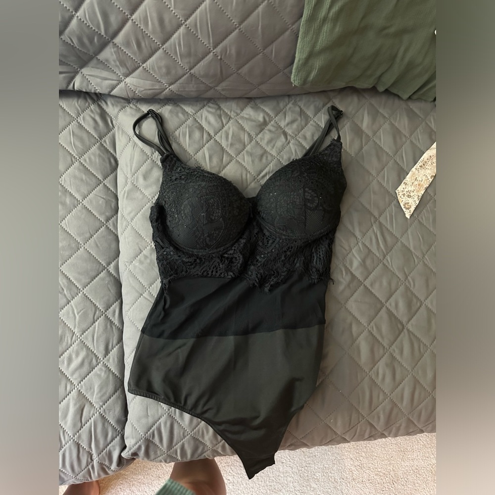 Black lace body suit